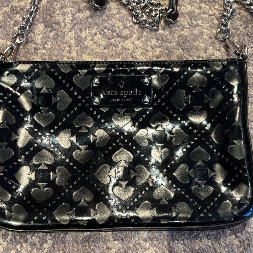 kate spade Black and Silver Heart Pattern Crossbody Bag - Picture 3 of 8